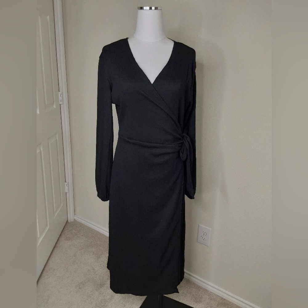 H&M Black Midi Wrap Dress